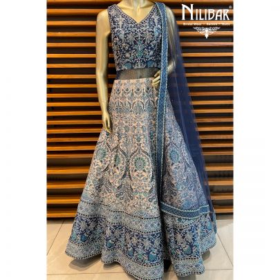 Navy Blue Silk Gown