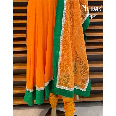 Orange Net Anarkali
