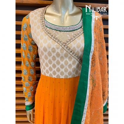 Orange Net Anarkali