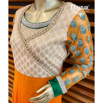 Orange Net Anarkali