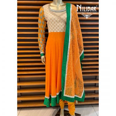 Orange Net Anarkali