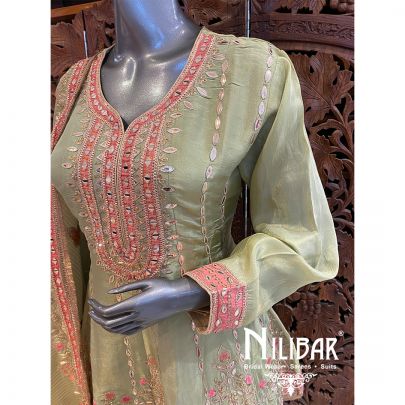 Light Green Lame Silk Dhoti Suit