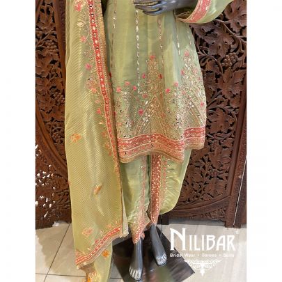 Light Green Lame Silk Dhoti Suit