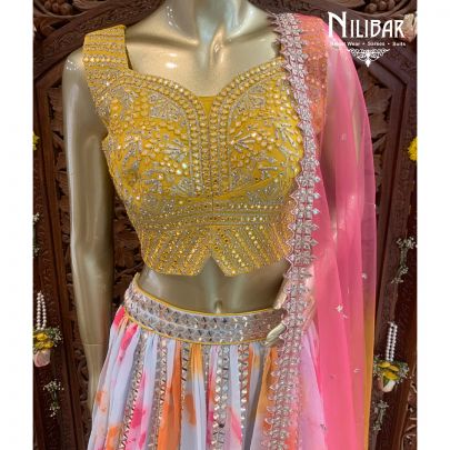 Multi Colored Georgette Lehenga