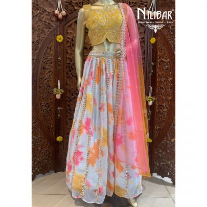 Multi Colored Georgette Lehenga
