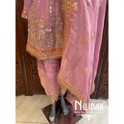 Baby Pink Lame Silk Dhoti Suit