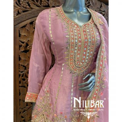 Baby Pink Lame Silk Dhoti Suit