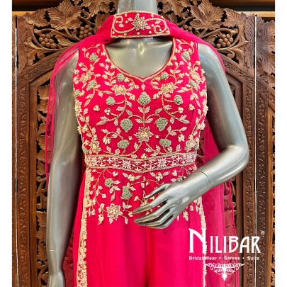 Hot Pink Raw Silk Jumpsuit