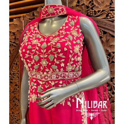 Hot Pink Raw Silk Jumpsuit