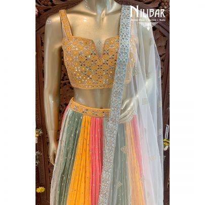 Multi Colour Georgette Lehenga