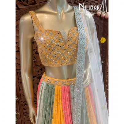 Multi Colour Georgette Lehenga