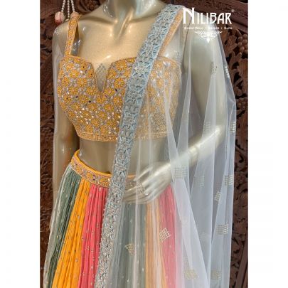 Multi Colour Georgette Lehenga