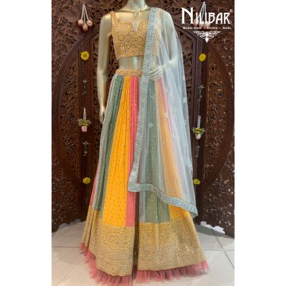 Multi Colour Georgette Lehenga