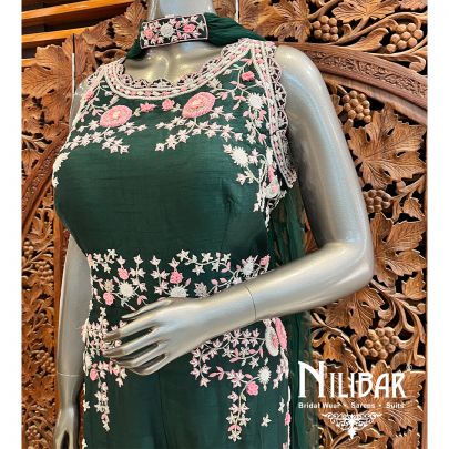 Bottle Green Raw Silk Jumpsuit