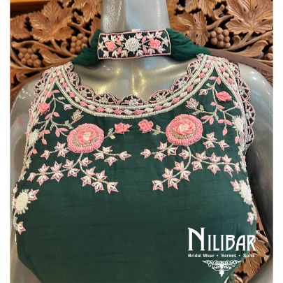 Bottle Green Raw Silk Jumpsuit