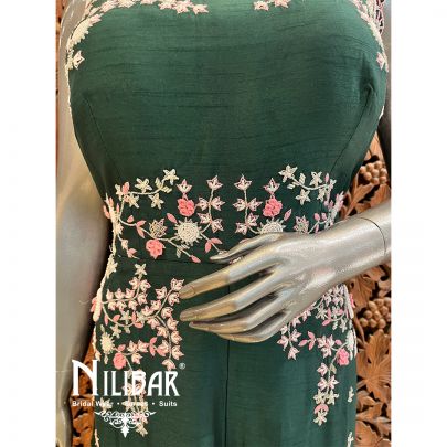 Bottle Green Raw Silk Jumpsuit
