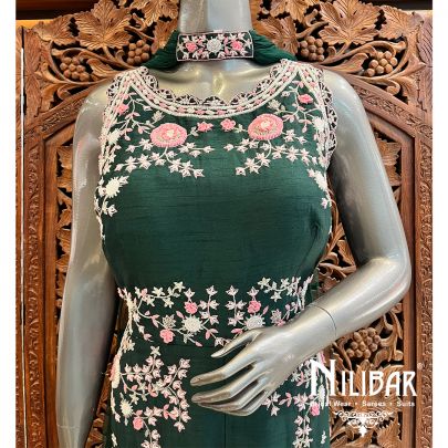 Bottle Green Raw Silk Jumpsuit