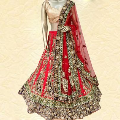 Red Silk Bridal Lehenga