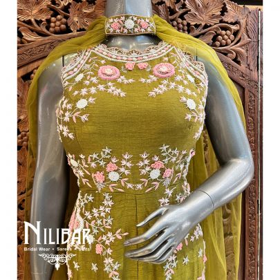 Olive Green Raw Silk Jumpsuit