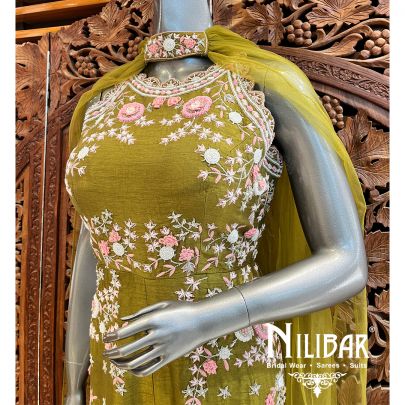 Olive Green Raw Silk Jumpsuit