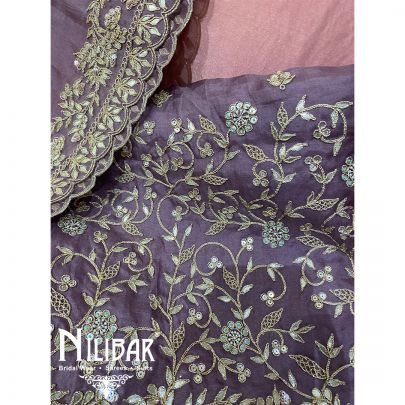 Dusty Mauve Organza Unstitched Suit