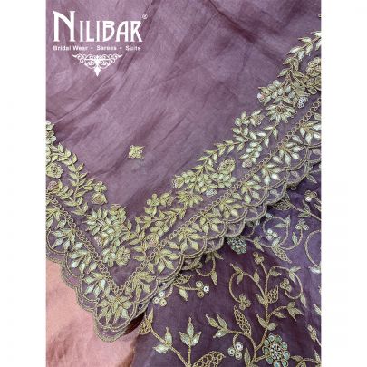 Dusty Mauve Organza Unstitched Suit