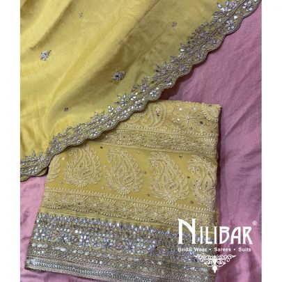 Yellow Chinon Unstitched Suit
