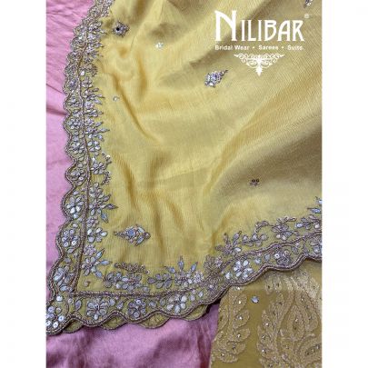 Yellow Chinon Unstitched Suit