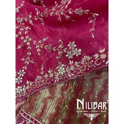Rani Pink Lame Silk Unstitched Suit