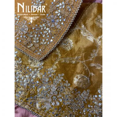 Mustard Organza Unstitched Suit