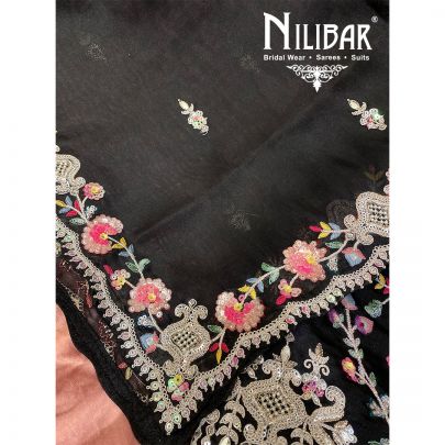 Black Organza Unstitched Suit