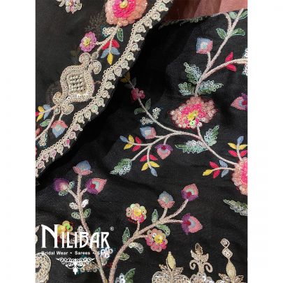 Black Organza Unstitched Suit