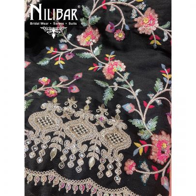 Black Organza Unstitched Suit