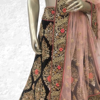 Burgundy Peach Bridal Lehenga