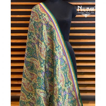 Bottle Green Jamawar Dupatta