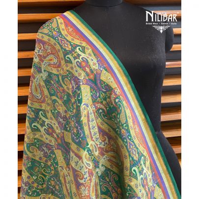 Bottle Green Jamawar Dupatta