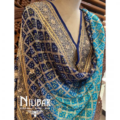 Dark Blue/Sky Blue Geoegette Dupatta
