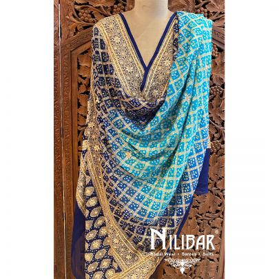 Dark Blue/Sky Blue Geoegette Dupatta