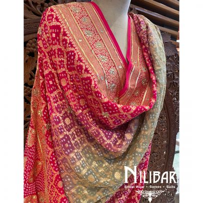 Hot Pink/Pista Geoegette Dupatta