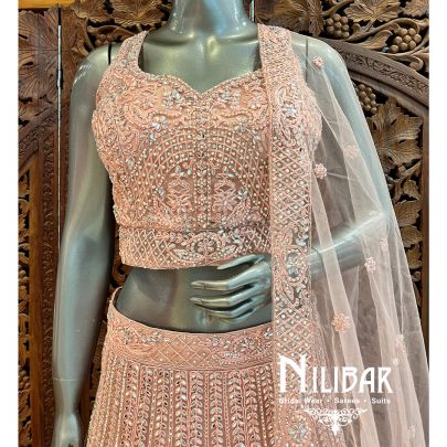 Pastel Pink Net Heavy Lehenga