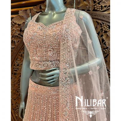 Pastel Pink Net Heavy Lehenga