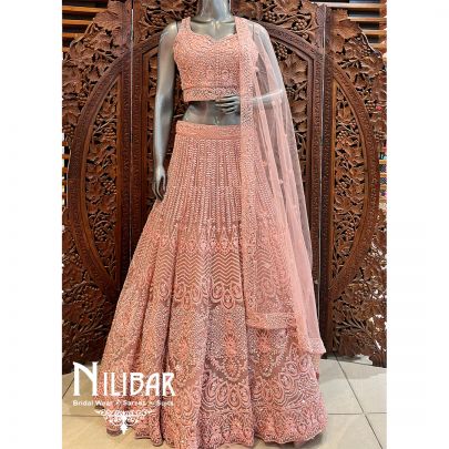 Pastel Pink Net Heavy Lehenga