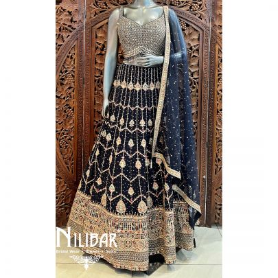 Navy Blue Georgette Casual Lehenga