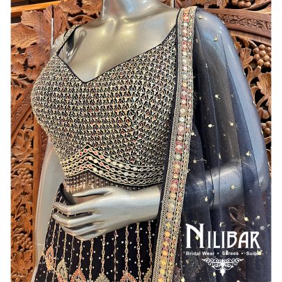Navy Blue Georgette Casual Lehenga