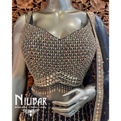 Navy Blue Georgette Casual Lehenga