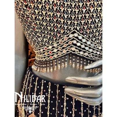 Navy Blue Georgette Casual Lehenga