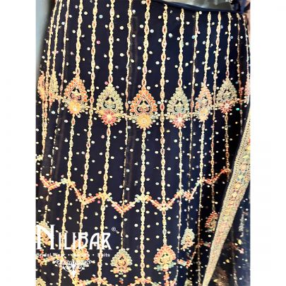 Navy Blue Georgette Casual Lehenga