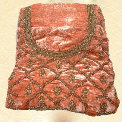 Peach Micro Velvet Bridal Lehenga