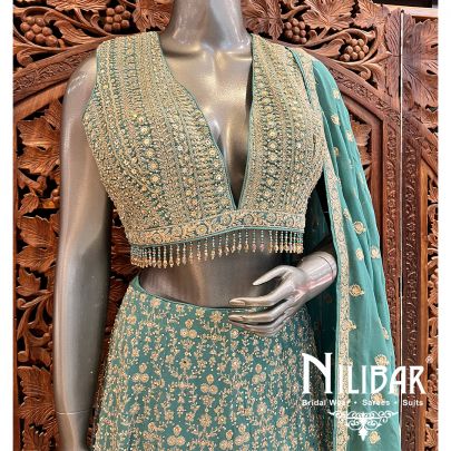 Fresh & Wild With Ombre Bottle Green Georgette Casual Lehenga