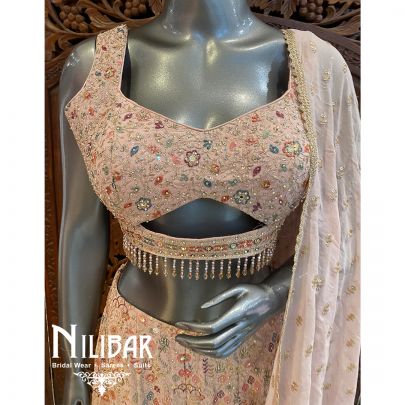 Light Peach Georgette Indo Western